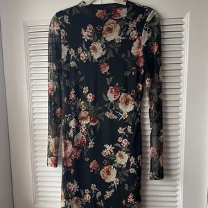 Large Floral Bodycon mid length dress